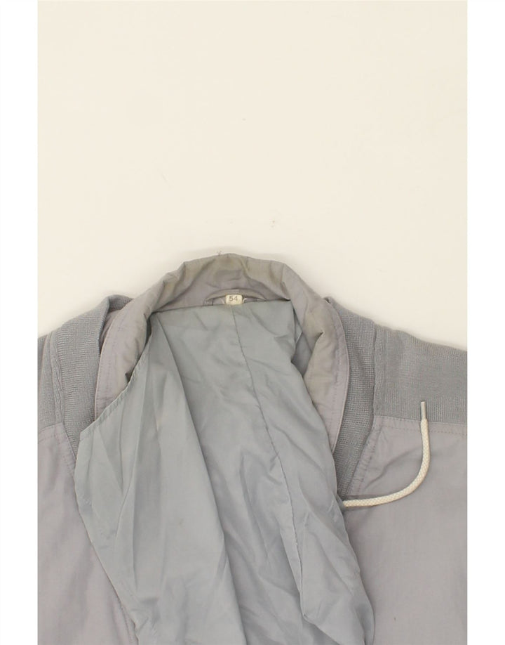 VINTAGE Mens Hooded Bomber Jacket IT 54 2XL Grey Colourblock Polyester Vintage Vintage and Second-Hand Vintage from Messina Hembry 
