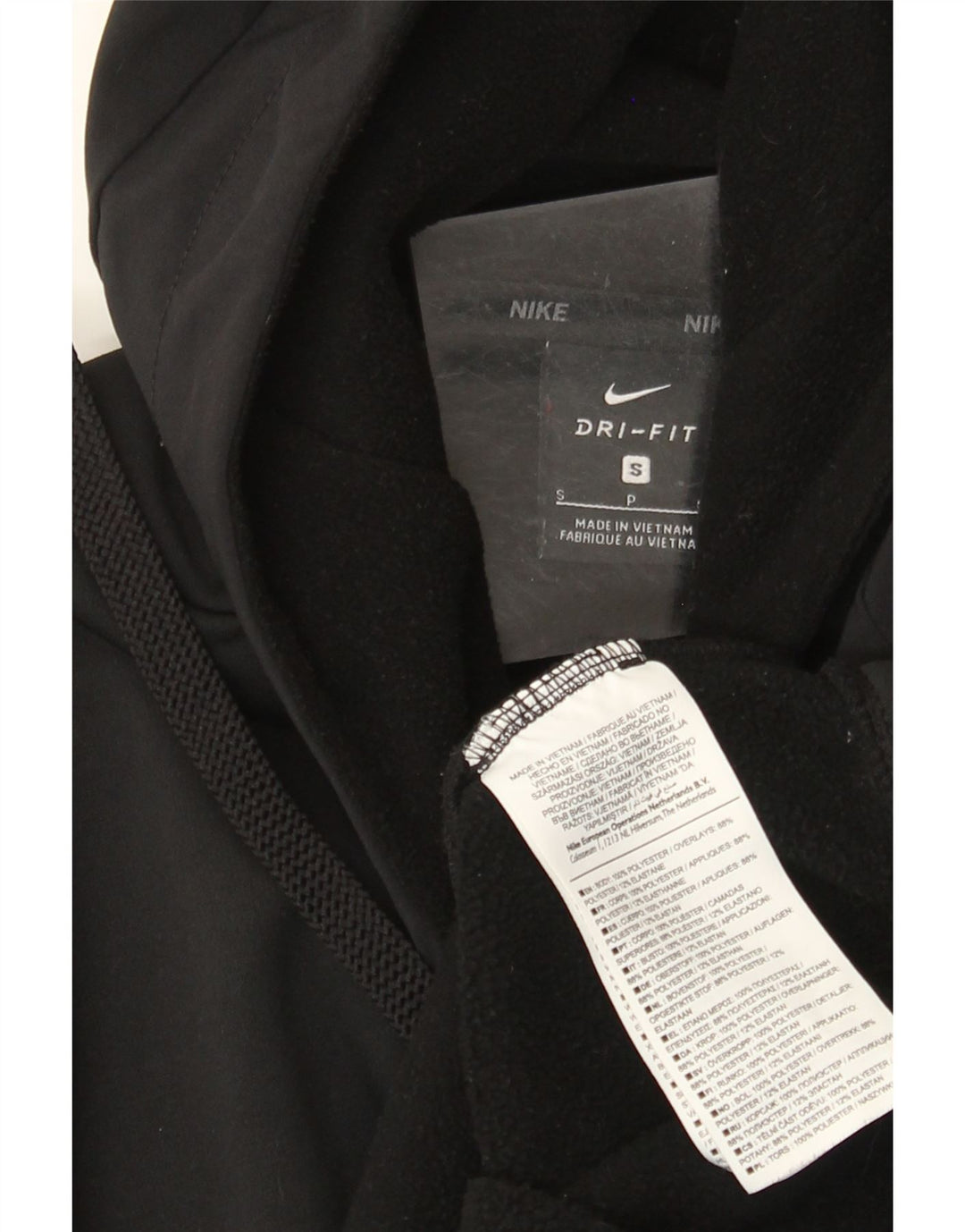 Мужской свитер с капюшоном на молнии Nike Dri Fit, маленький черный, полиэстер
