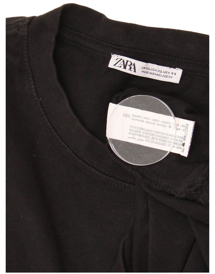 Мужская футболка ZARA Top XL, черный хлопок