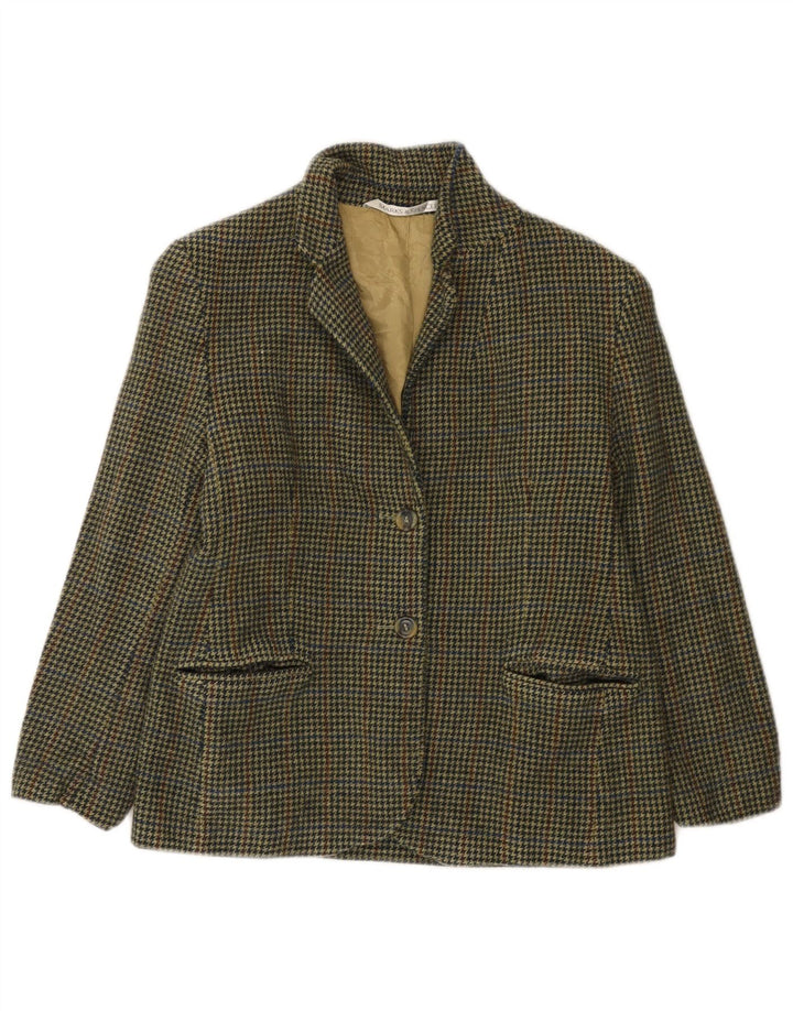 Женский пиджак Marks & Spencer Petite UK 12, средний зеленый с узором «гусиные лапки»