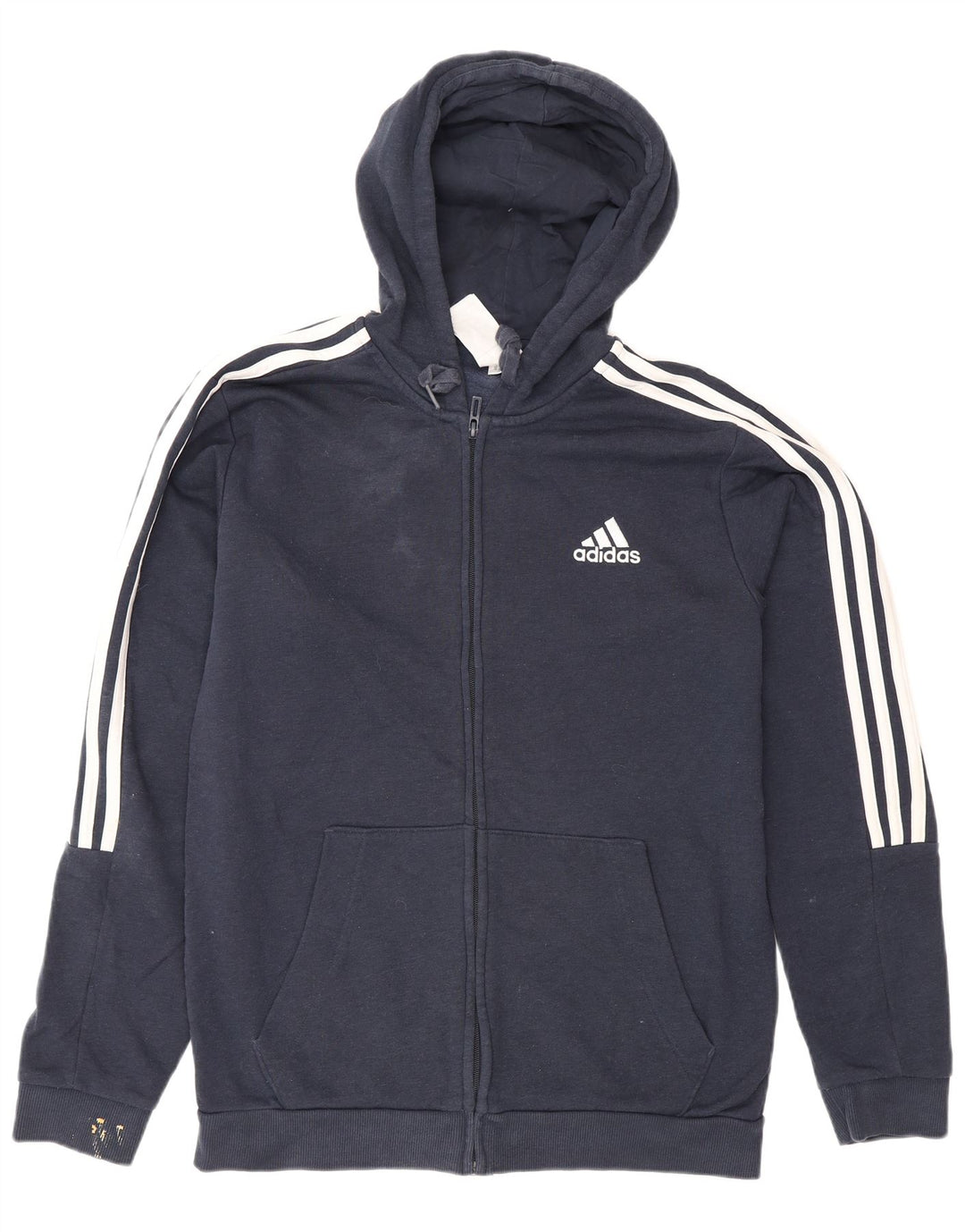 Мужской свитер с капюшоном на молнии Adidas среднего размера, темно-синий, хлопок