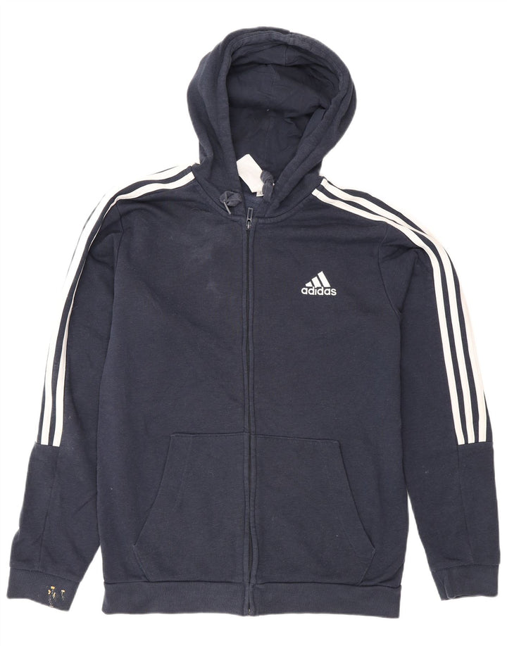 Мужской свитер с капюшоном на молнии Adidas среднего размера, темно-синий, хлопок