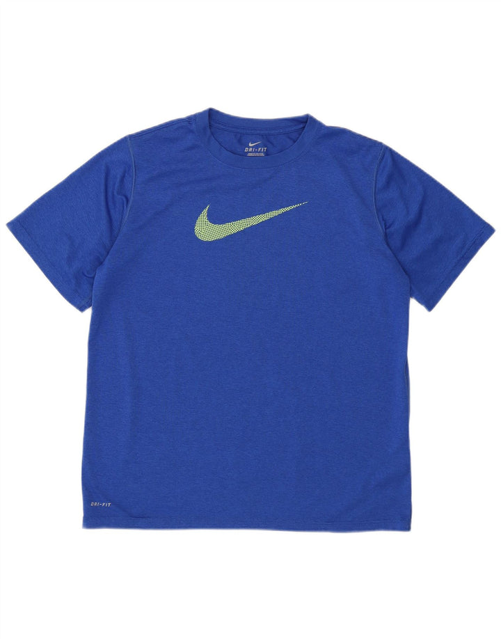 Футболка NIKE с рисунком Dri Fit для мальчиков, топ 13–14 лет, синий полиэстер, размер XL
