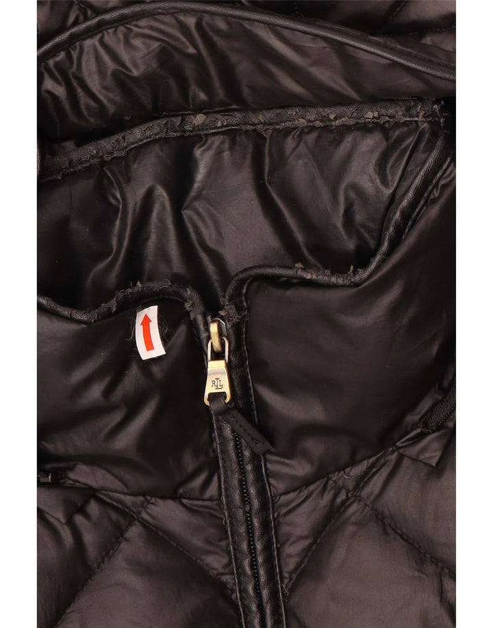 Женская утепленная куртка с капюшоном Ralph Lauren UK 10, маленький черный полиэстер