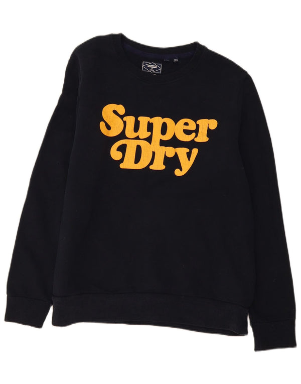 Женский свитер с рисунком Superdry UK 16, большой черный хлопок