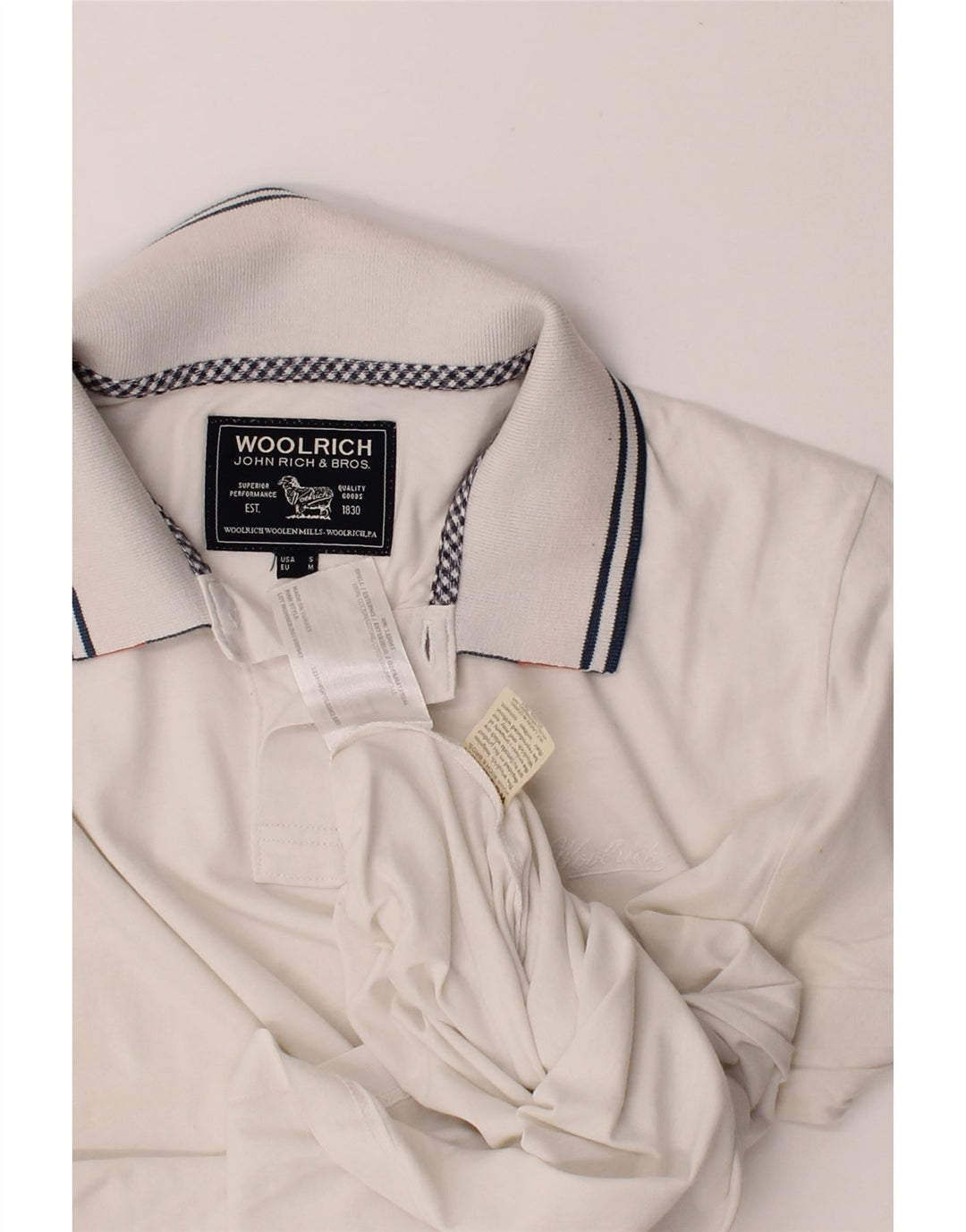 WOOLRICH Mens Polo Shirt Small White Cotton Vintage Woolrich and Second-Hand Woolrich from Messina Hembry 