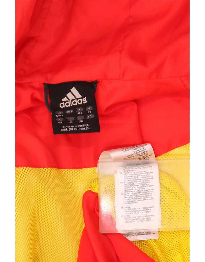 Мужская дождевик Adidas с капюшоном UK 42/44, большой красный полиэстер с цветными блоками