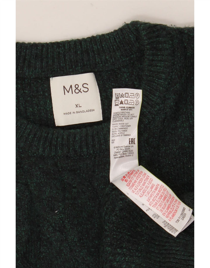 Мужской джемпер с круглым вырезом MARKS & SPENCER XL, зеленый полиамид