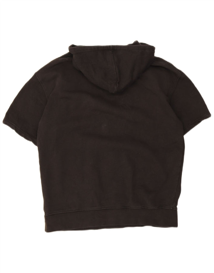 Мужской джемпер с капюшоном Zara с короткими рукавами, средний черный, хлопок