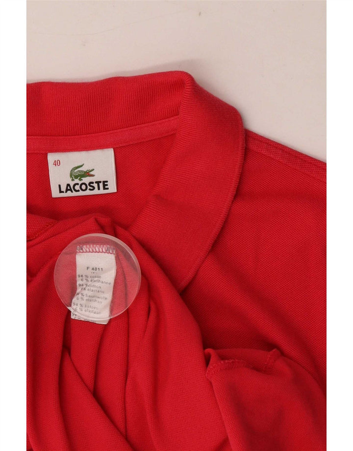 Женская рубашка-поло Lacoste с коротким рукавом, размер 40, средний красный хлопок, хлопок