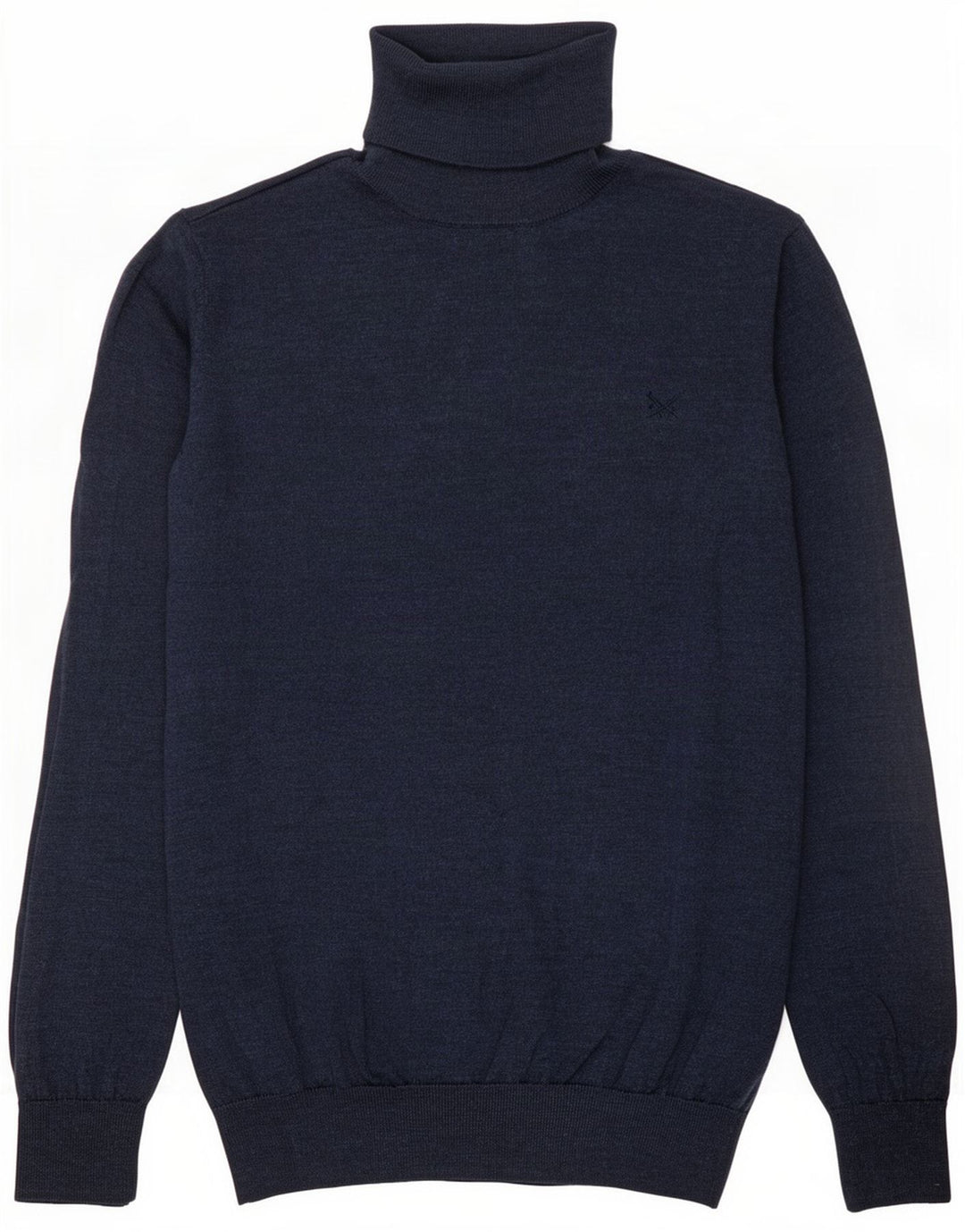 Crew Clothing Мужской джемпер с высоким воротником, свитер среднего размера, темно-синий, мериносовая шерсть
