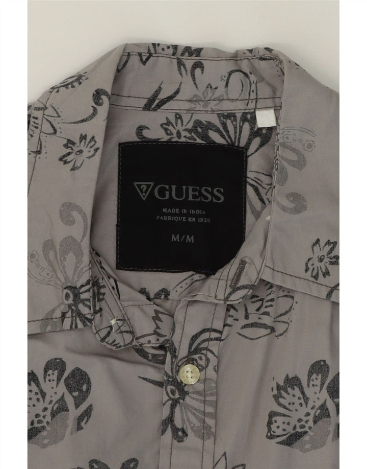GUESS Mens Shirt Medium Grey Floral Cotton Vintage Guess and Second-Hand Guess from Messina Hembry 
