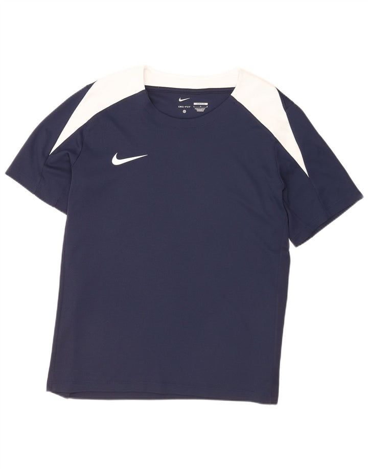 Мужская тонкая футболка Nike Dri Fit, большой темно-синий полиэстер с цветными блоками