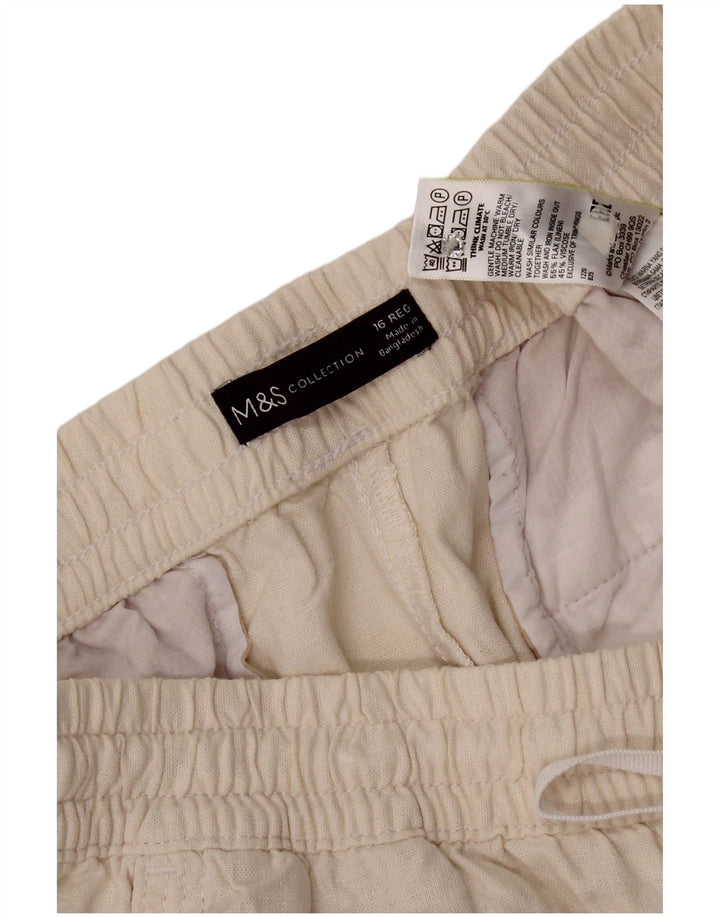 Женские спортивные брюки Marks & Spencer UK 16, большие белые льняные брюки