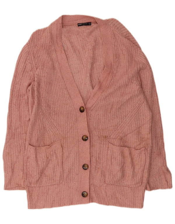 Женский удлиненный кардиган Marks & Spencer UK 18 XL Розовый в крапинку