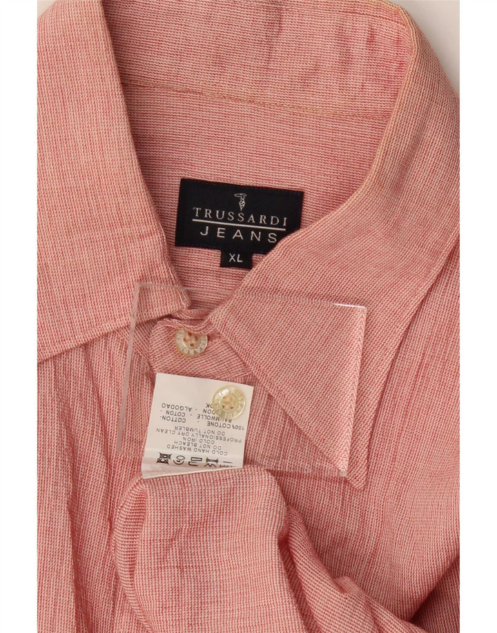 TRUSSARDI JEANS Mens Shirt XL Pink Cotton Vintage Trussardi Jeans and Second-Hand Trussardi Jeans from Messina Hembry 
