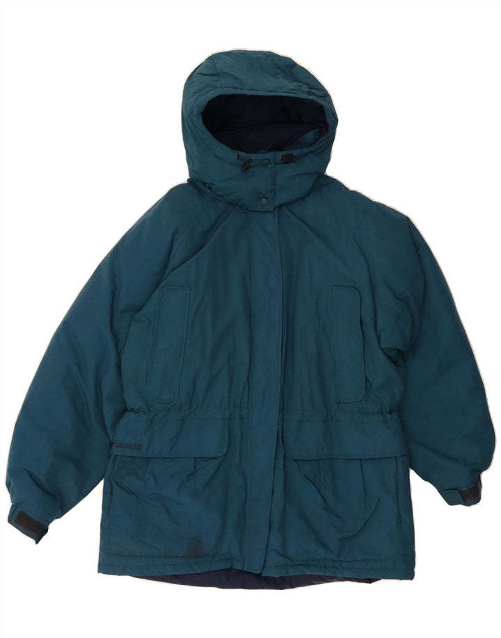 COLUMBIA Womens Oversized Hooded Windbreaker Jacket UK 16 Large Blue Nylon Vintage Columbia and Second-Hand Columbia from Messina Hembry 