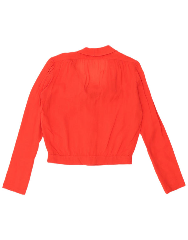 ВИНТАЖНАЯ женская прозрачная блузка-рубашка с завязкой спереди, Великобритания 16, большая красная