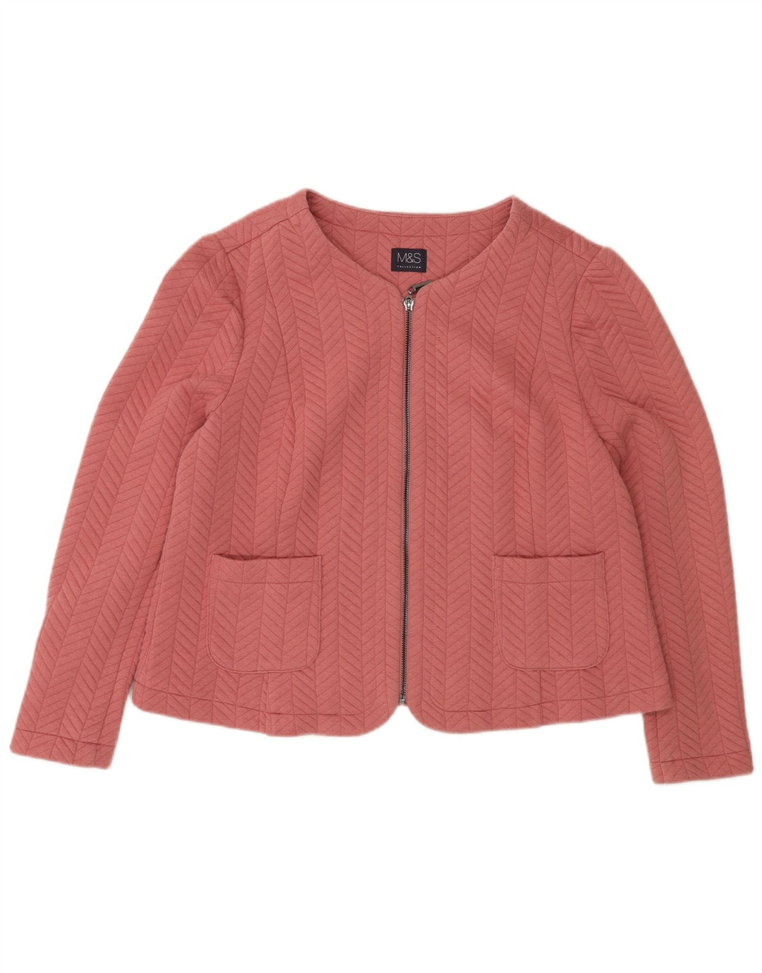 Женский пиджак на молнии Marks & Spencer UK 20 2XL розовый полиэстер