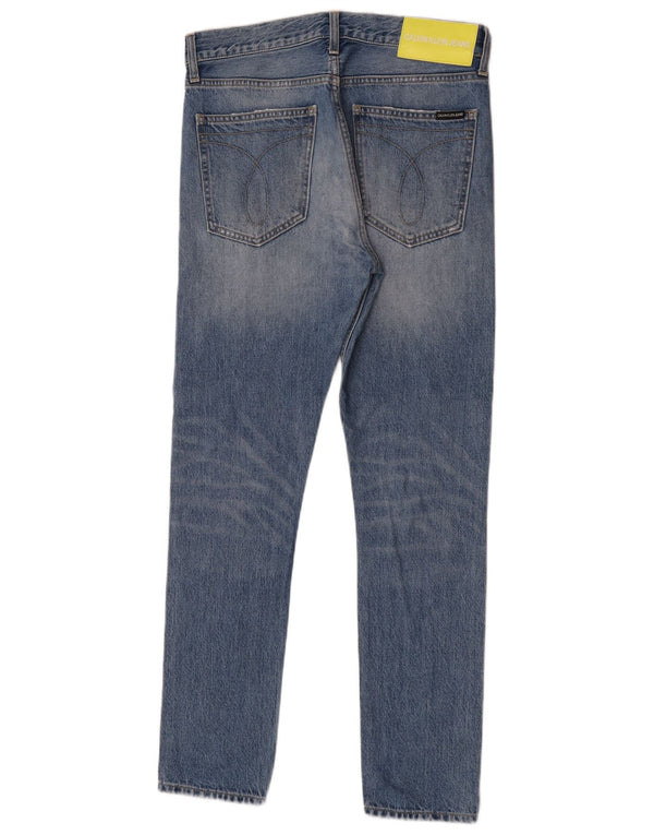 Мужские потертые узкие джинсы Calvin Klein W29 L30, синий хлопок