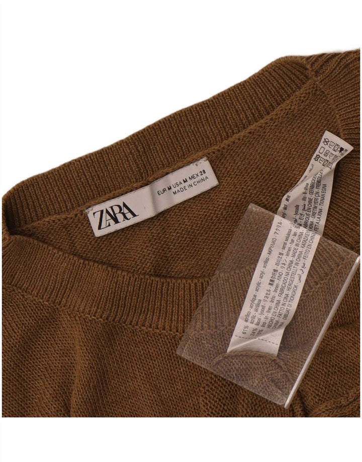 Женский укороченный жилет Zara UK 14, средний коричневый акрил
