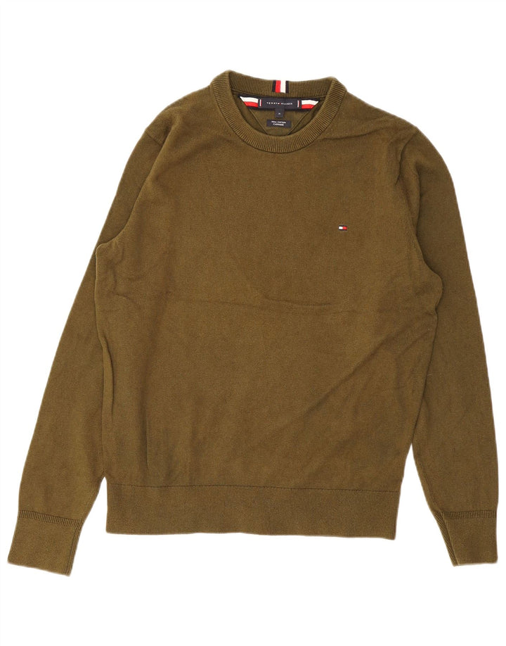 Мужской джемпер с круглым вырезом Tommy Hilfiger, хлопок среднего цвета хаки