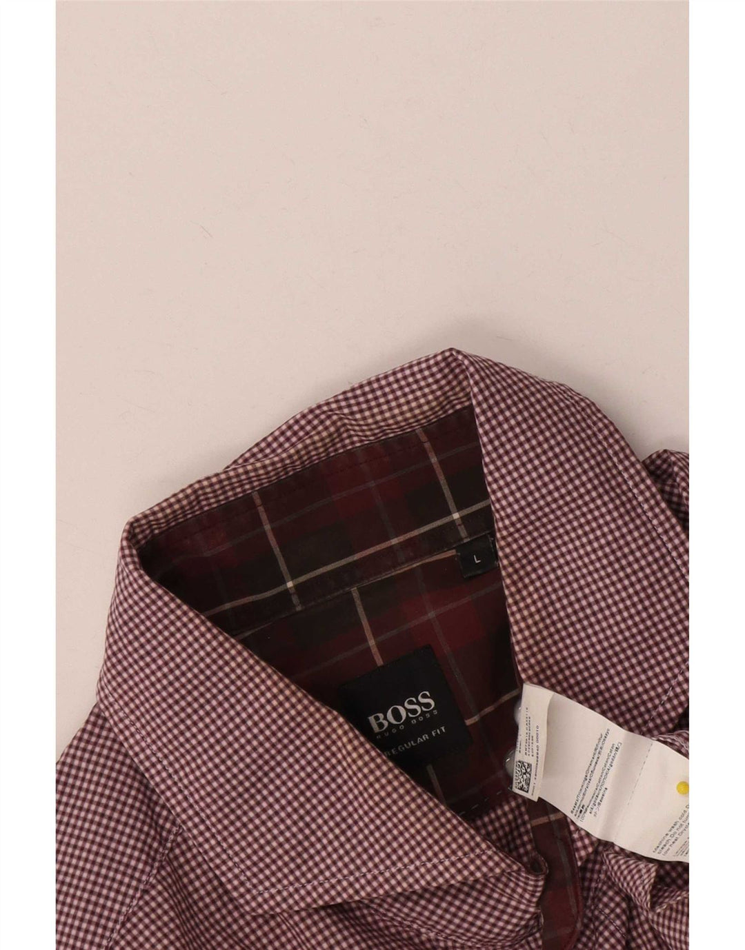 Мужская рубашка стандартного кроя Hugo Boss, большой бордовый, хлопок в мелкую клетку