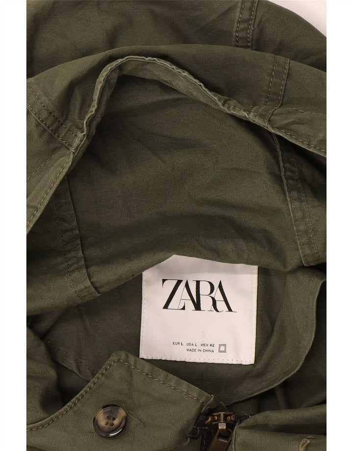 Мужская парка с капюшоном Zara UK 40, большой цвет хаки