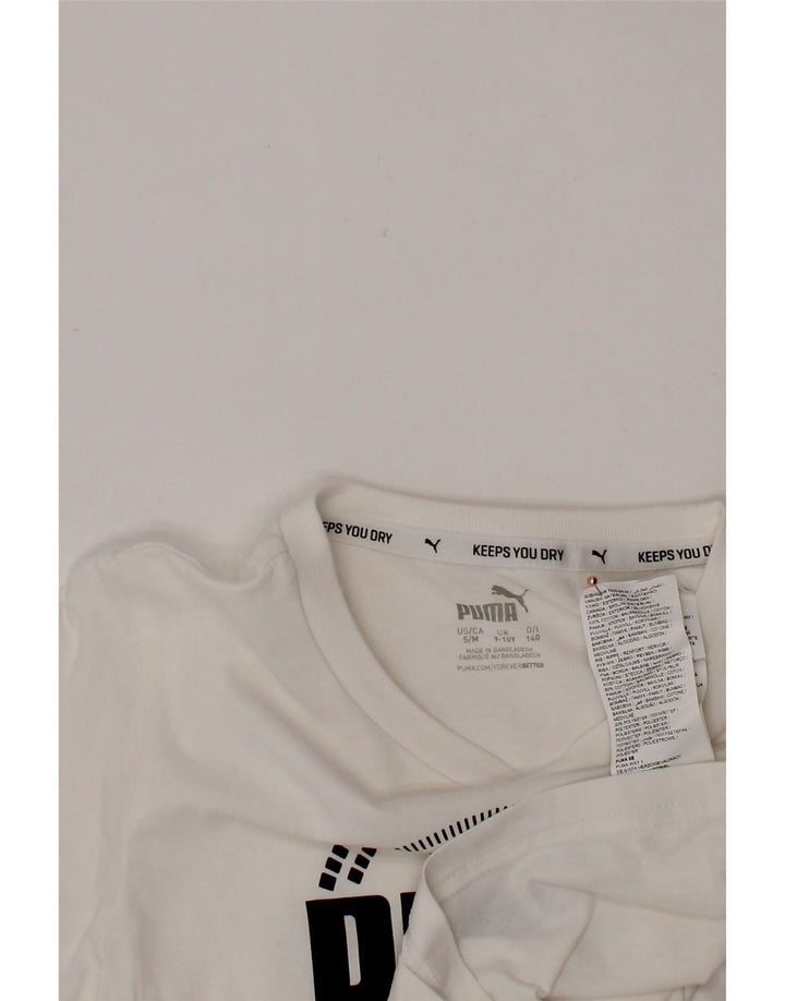 Футболка с рисунком PUMA для мальчиков, топ 9–10 лет, белый хлопок