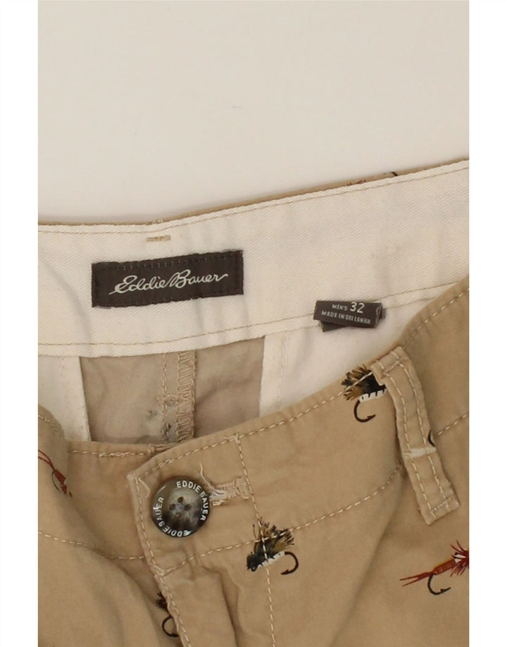 EDDIE BAUER Mens Abstract Pattern Chino Shorts W32 Medium  Beige Cotton Vintage Eddie Bauer and Second-Hand Eddie Bauer from Messina Hembry 