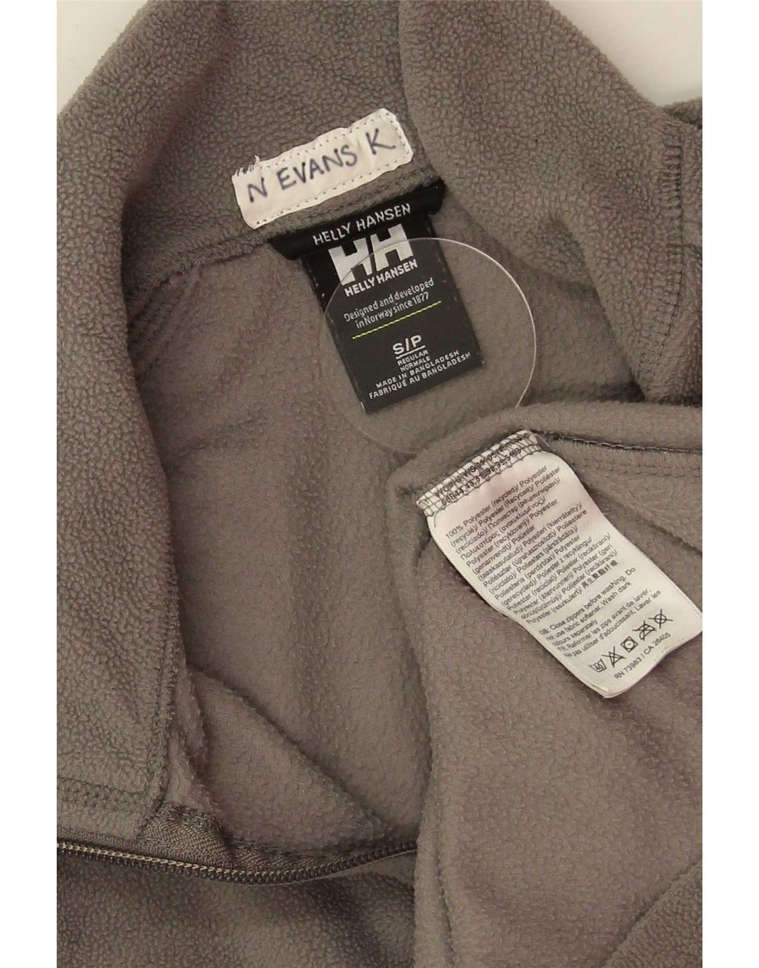 Мужской флисовый джемпер Helly Hansen с воротником на молнии, маленький серый, полиэстер