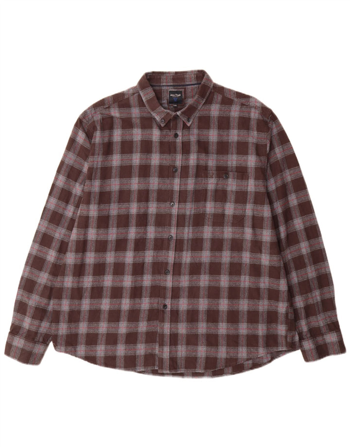 Мужская фланелевая рубашка James Pringle 2XL, коричневая клетка, хлопок