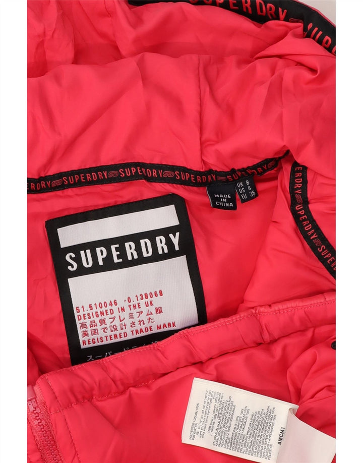 Женская утепленная куртка Superdry с капюшоном UK 8, маленький розовый полиэстер с крапинками