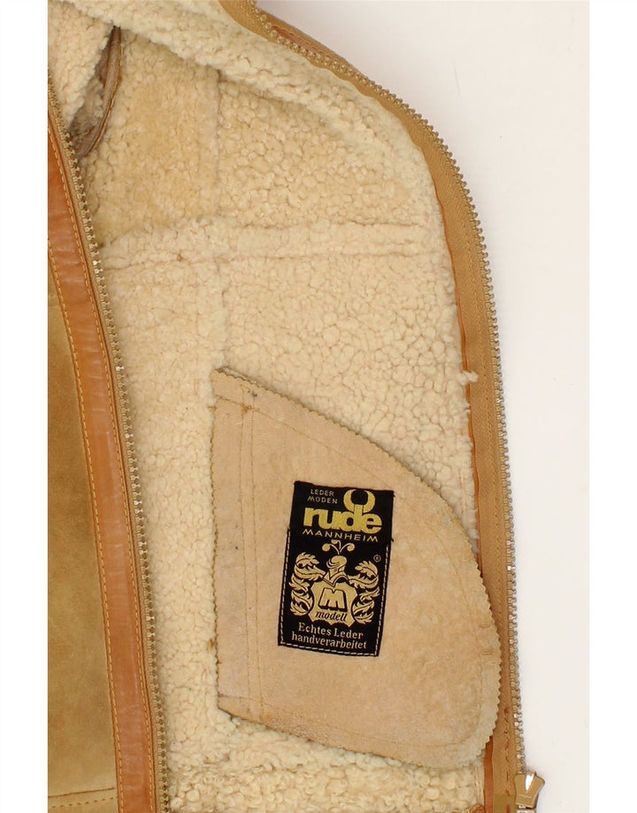 Мужская короткая куртка VINTAGE UK 36, маленькая бежевая короткая дубленка