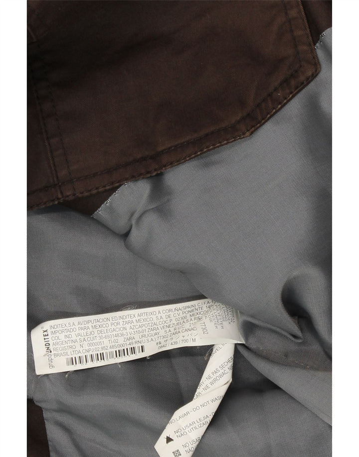 Мужская куртка в стиле милитари Zara UK 38, хлопковый средний коричневый цвет