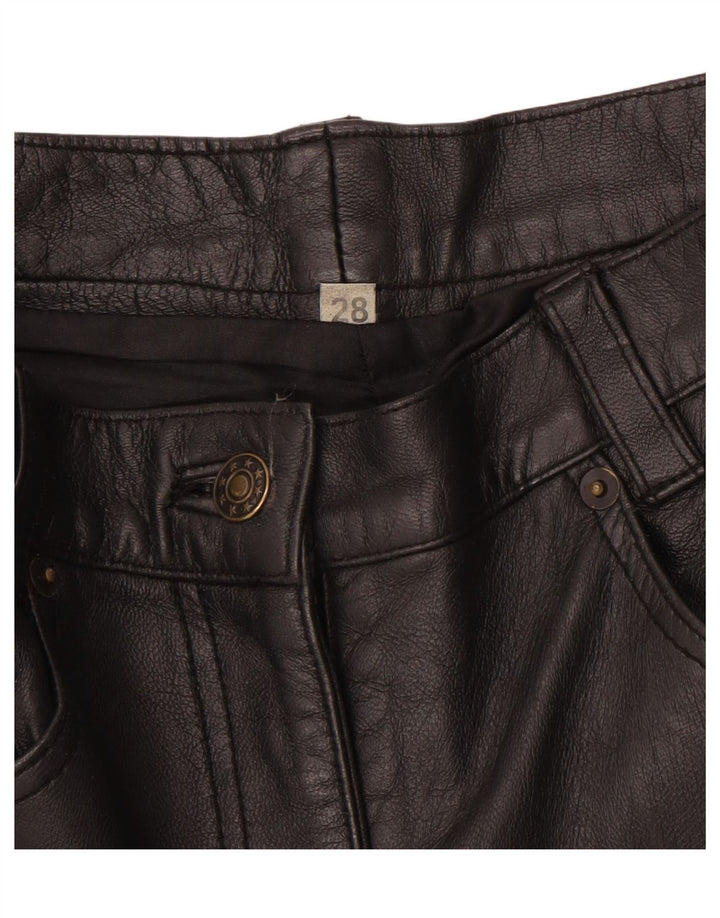 ВИНТАЖНЫЕ женские узкие кожаные брюки W28 L30 черные