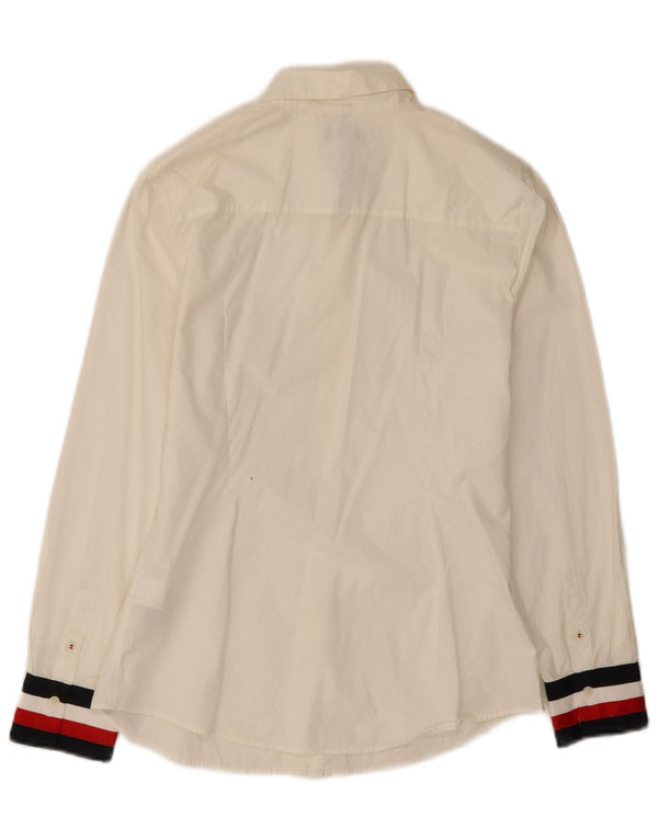 Женская рубашка стандартного размера Tommy Hilfiger UK 8, маленькая белая, хлопковая с цветными блоками