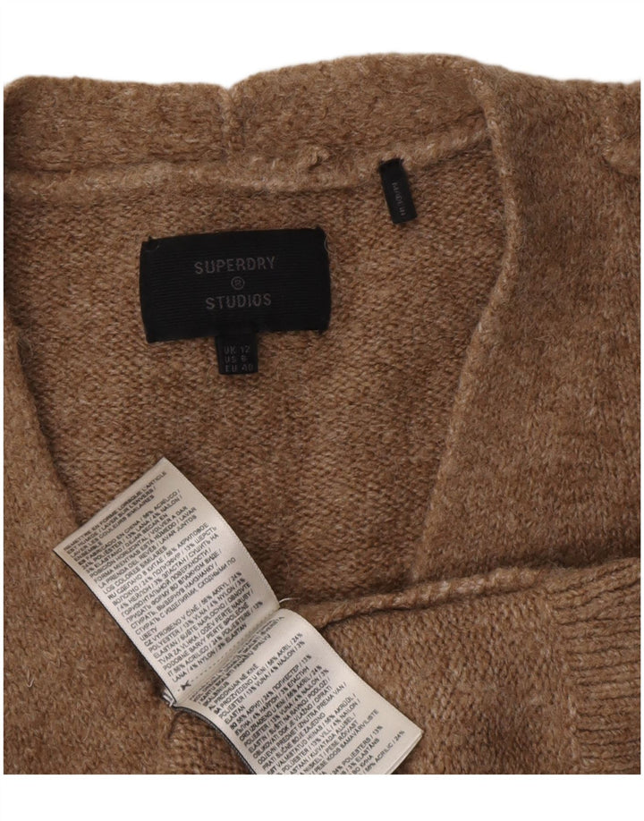 Женский свободный джемпер с v-образным вырезом Superdry UK 12, средний коричневый акрил