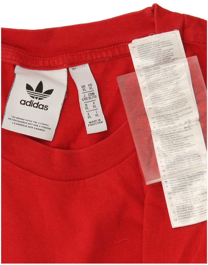 Мужская футболка ADIDAS с рисунком, XL, красный, хлопок с цветными блоками