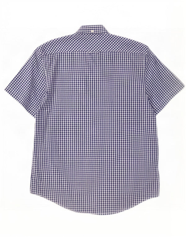 Мужская рубашка с коротким рукавом Ben Sherman, средний темно-синий, хлопок в мелкую клетку
