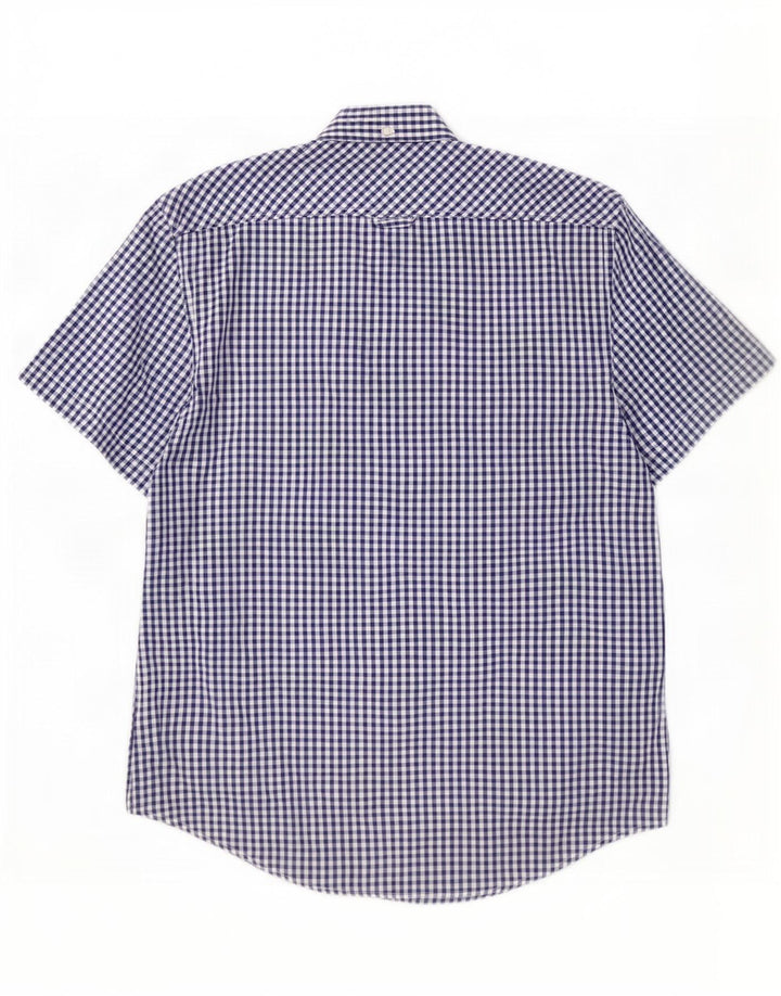 Мужская рубашка с коротким рукавом Ben Sherman, средний темно-синий, хлопок в мелкую клетку