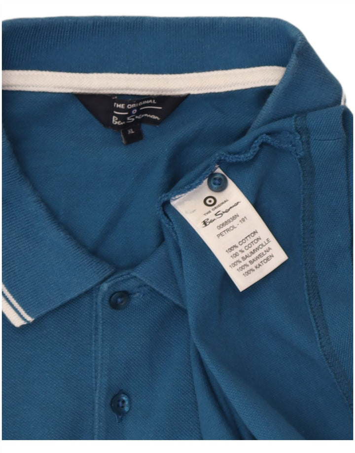 Мужская рубашка поло Ben Sherman XL, синяя, хлопок