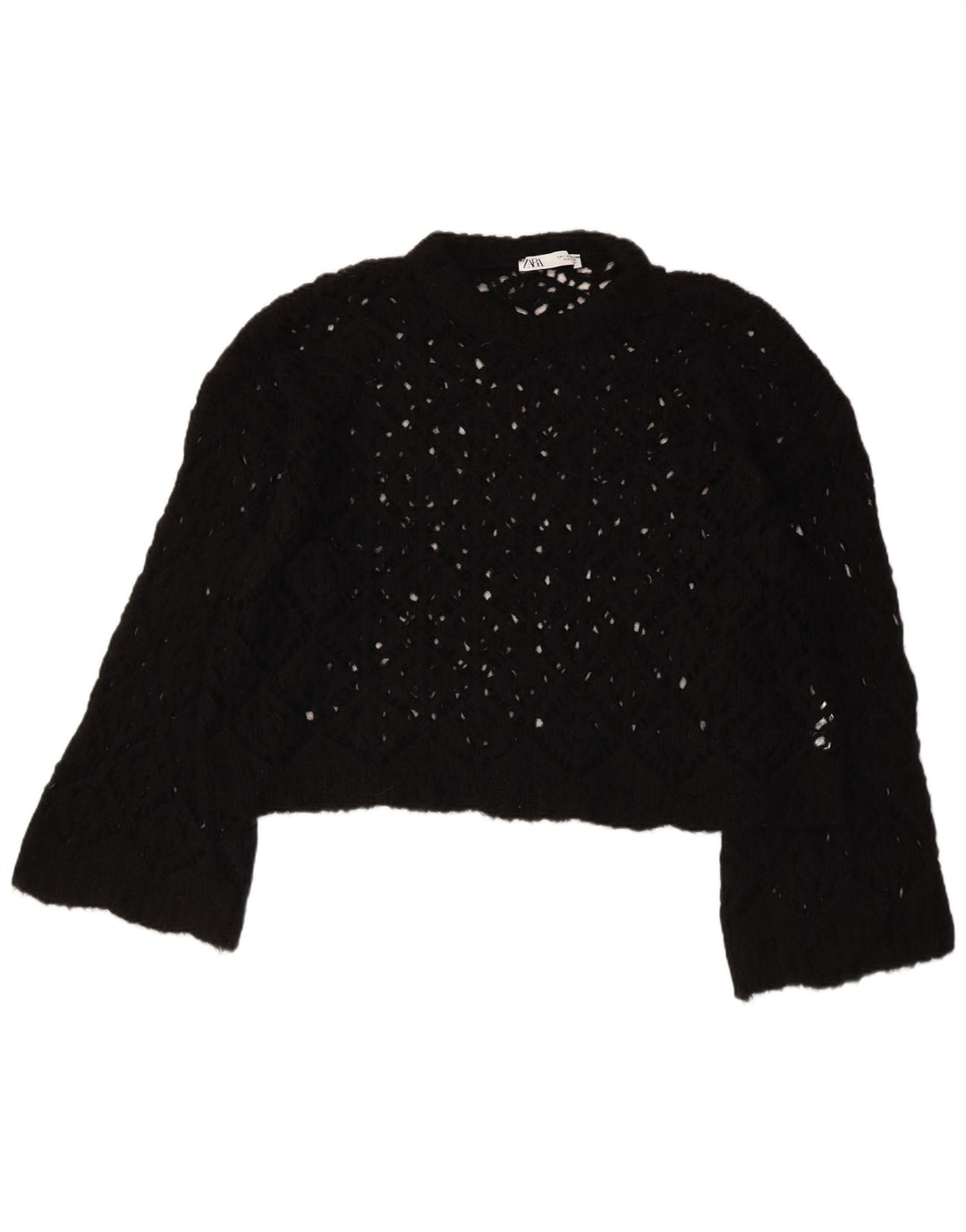 Женский укороченный джемпер с вырезом «лодочка» ZARA, Великобритания 16, большой черный