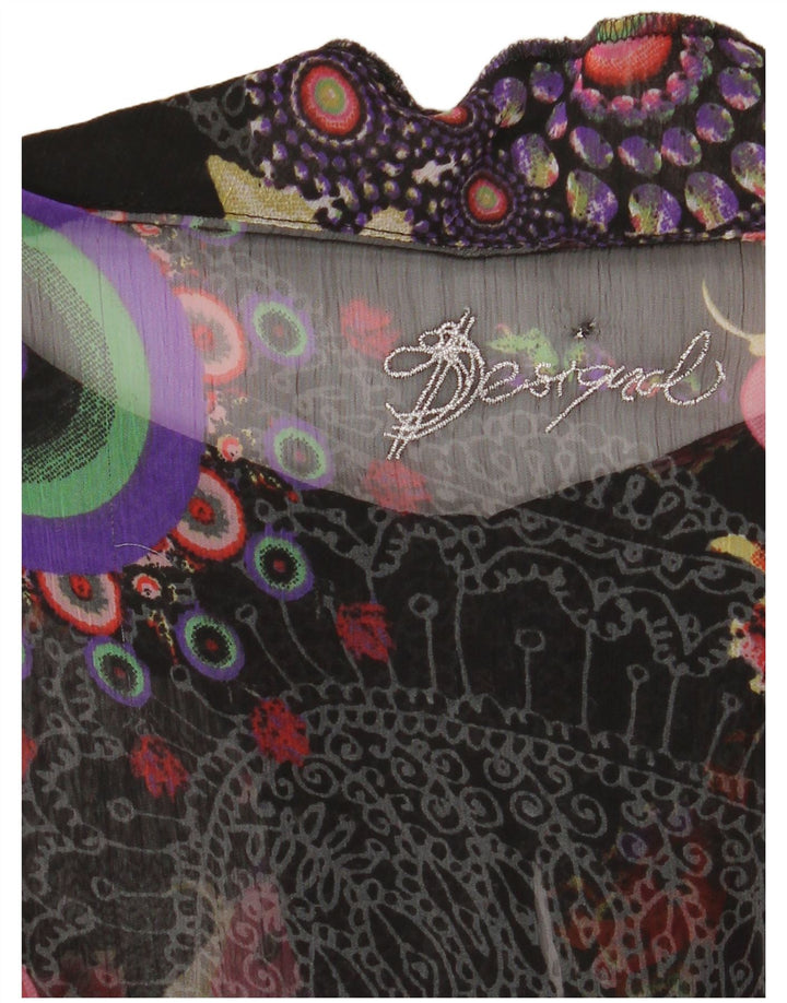 Женская прозрачная блузка Desigual Top UK 12, средний разноцветный цветочный принт
