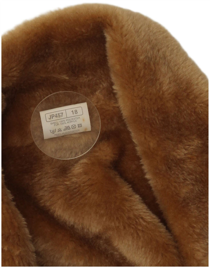 Классическое женское пальто из шерпы UK 18 XL, бежевый полиэстер