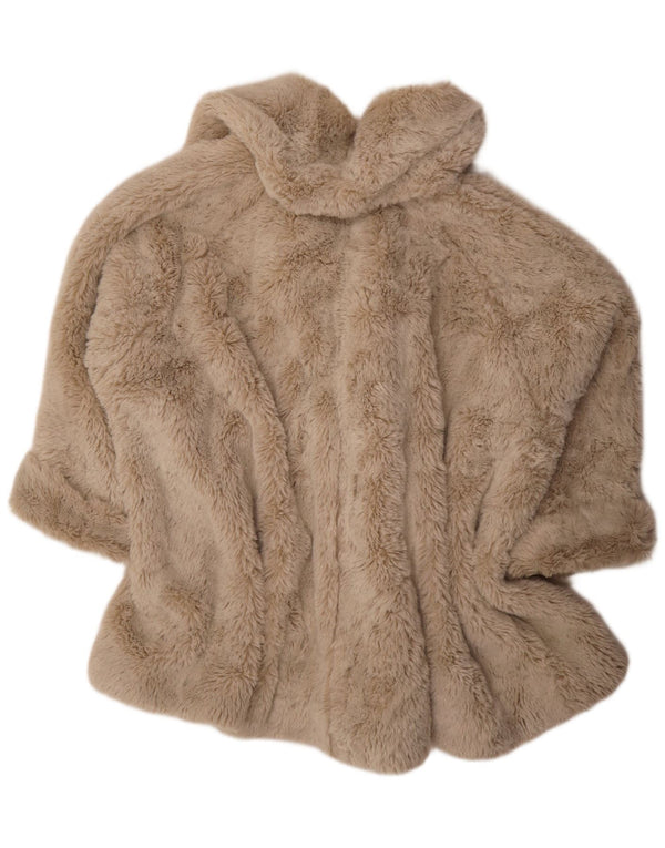 Sportmax Womens Oversized Faux Fur Overcoat UK 8 Small Beige Acrylic