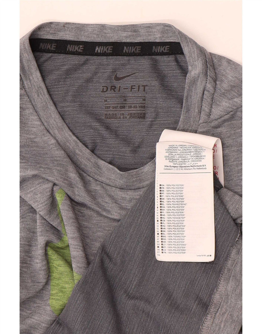 Футболка с рисунком Nike Dri Fit для мальчиков, топ 10–11 лет, средний серый полиэстер