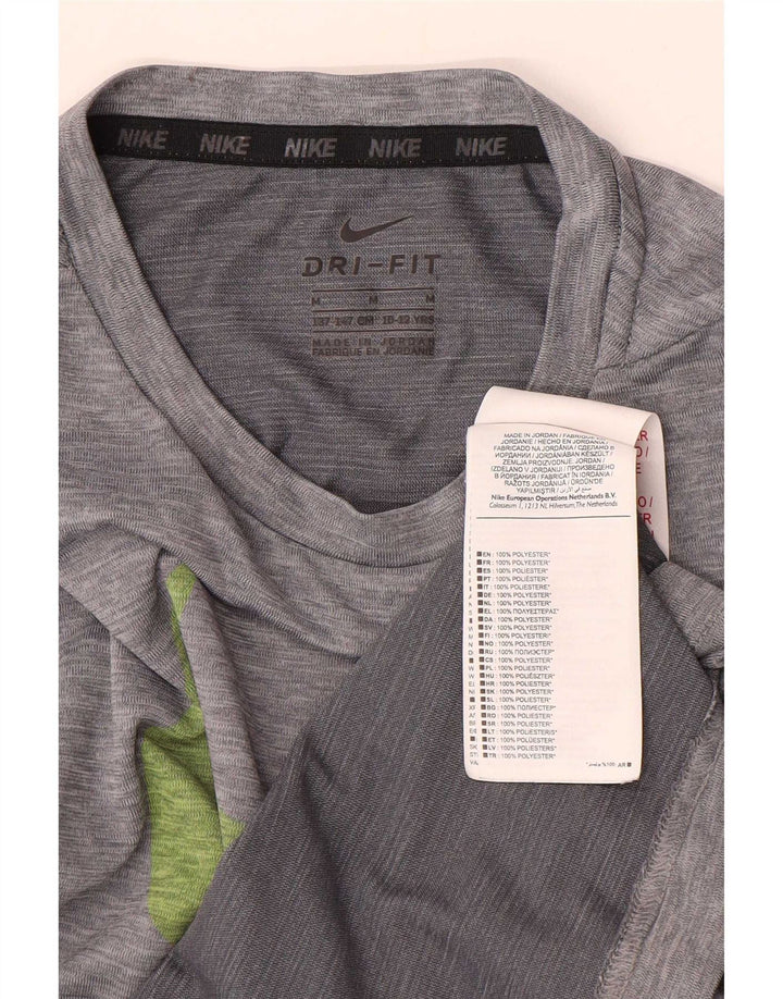Футболка с рисунком Nike Dri Fit для мальчиков, топ 10–11 лет, средний серый полиэстер