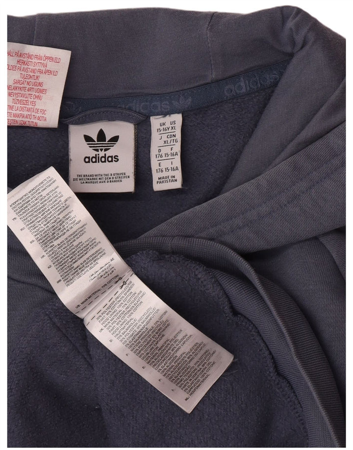 Джемпер с капюшоном Adidas для мальчиков 15-16 лет, синий хлопок