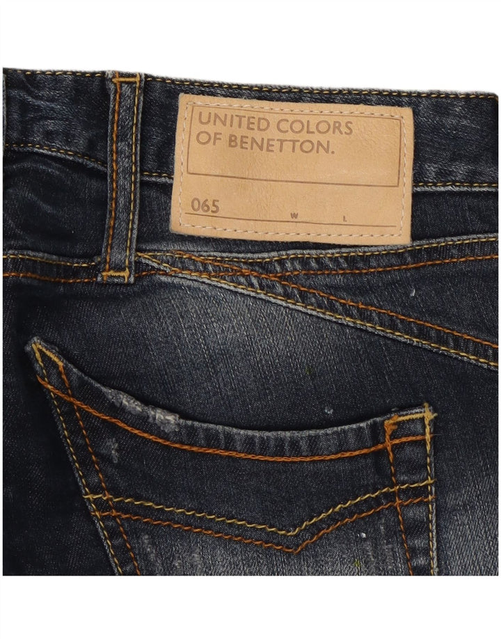 Женские потертые джинсы Benetton Bootcut W26 L31 Темно-синие